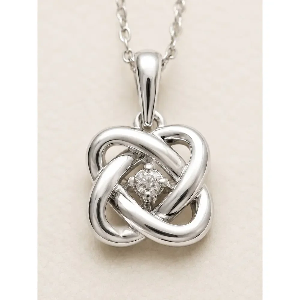Ostbye Sparkle Lane Sterling Silver .02 CTW Diamond Love Knot Necklace 18